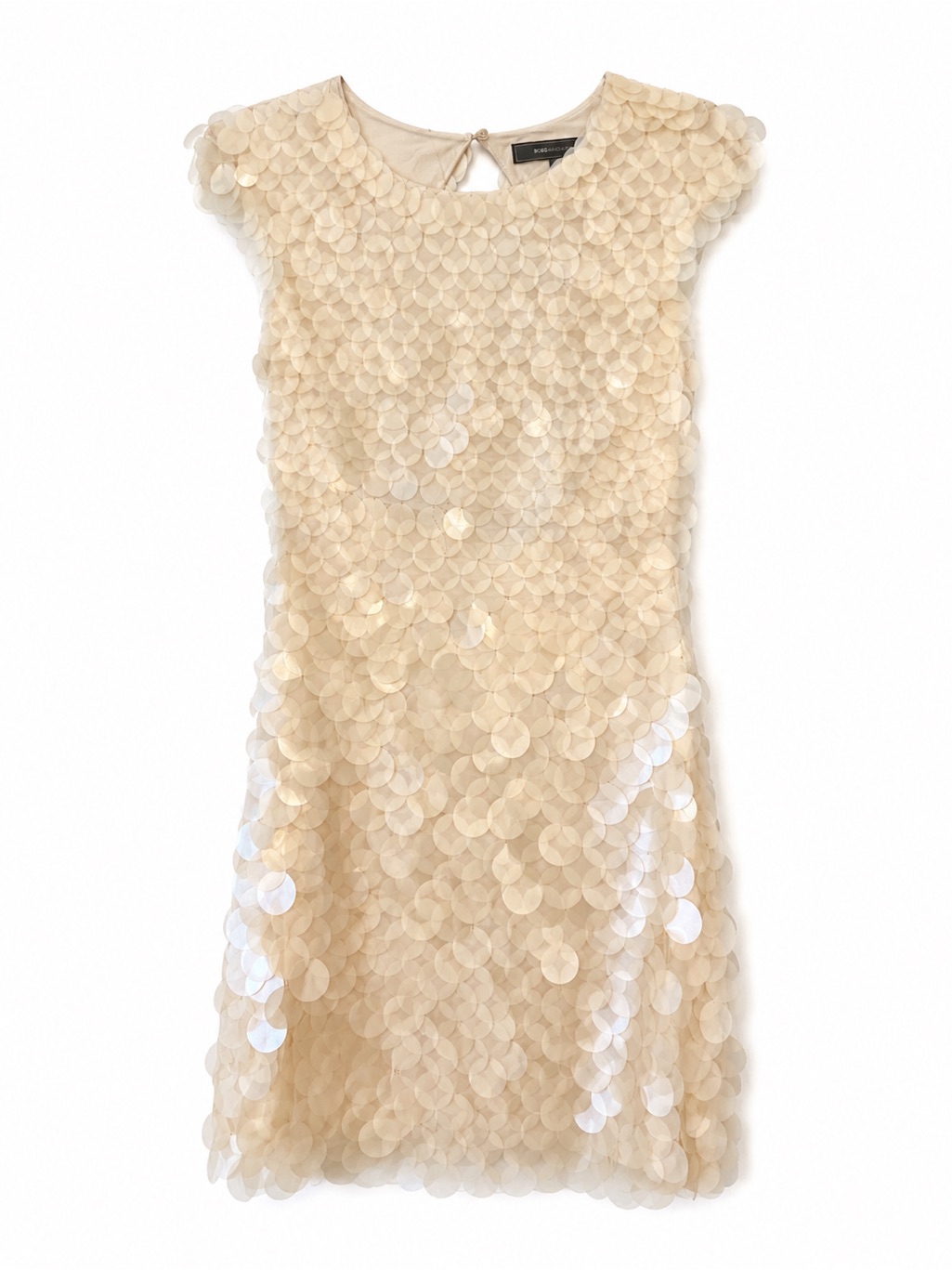 Bcbgmaxazria Ivory Champagne Sequin Palliette Shift Dress